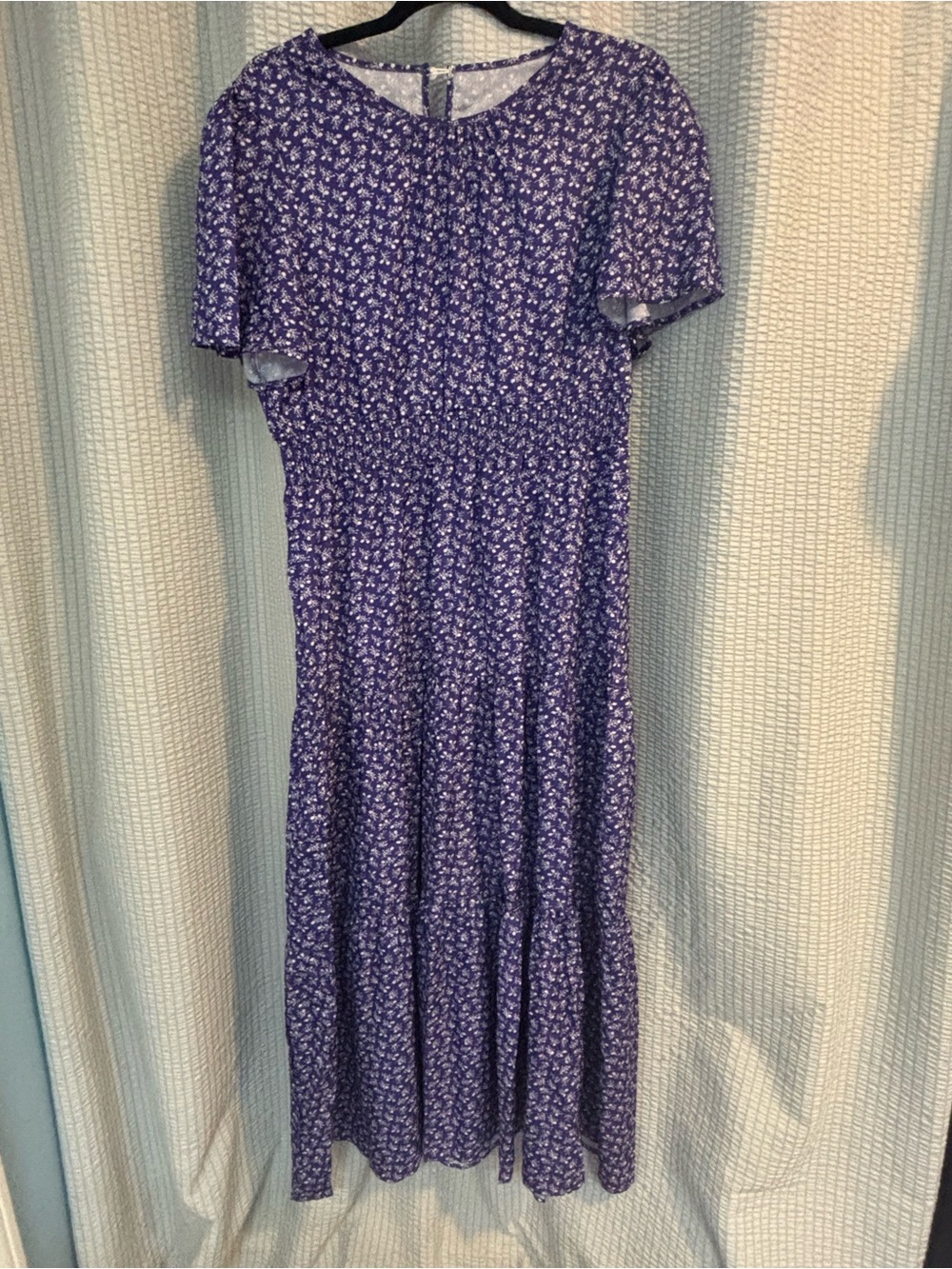 SHEIN Purple Floral Short-Sleeve Maxi Dress